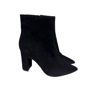 Marc Fisher Women's Boots Ulani Heeled Bottie Black Suede Zip Pointed Size 5.5